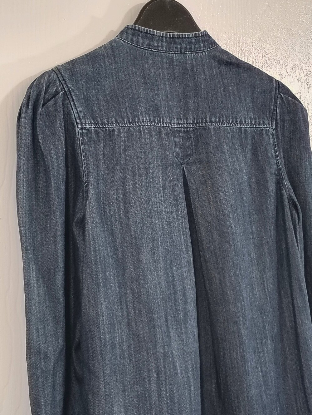 FRAME $268 Charlie Puff-Sleeve Denim Top Women's Small "Gorham" Dark Wash - Picture 13 of 15